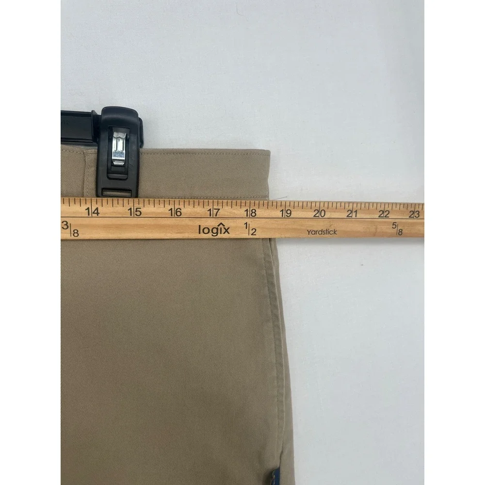 Dennis Chino Pants Mens 36x32 Flat Front Stretch Twill Khaki Tan 078500